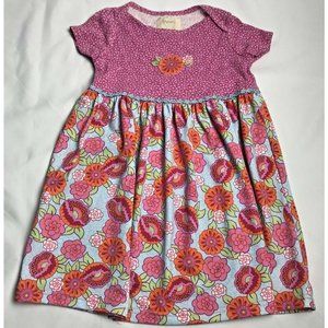Psketti  Dress Girls Size 4T Pink Floral Orange Turquoise Boutique